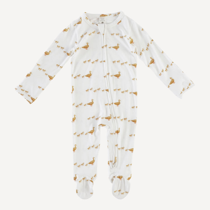 long sleeve two way zipper footie | ducks | bamboo