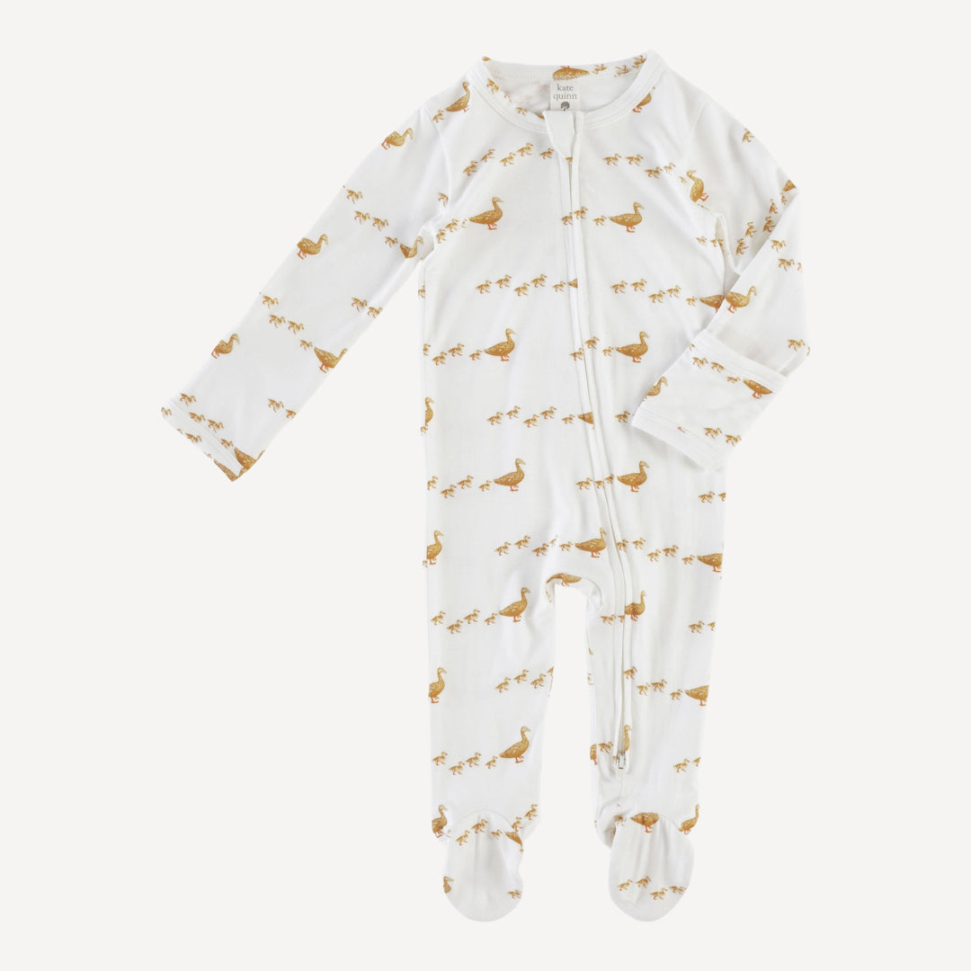 long sleeve two way zipper footie | ducks | bamboo