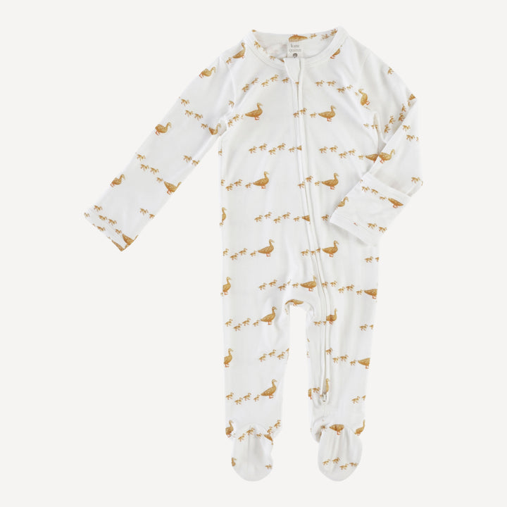 long sleeve two way zipper footie | ducks | bamboo