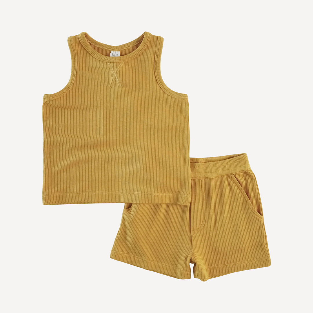 topstitch tank + relaxed short set | honey mustard | modal skinny rib