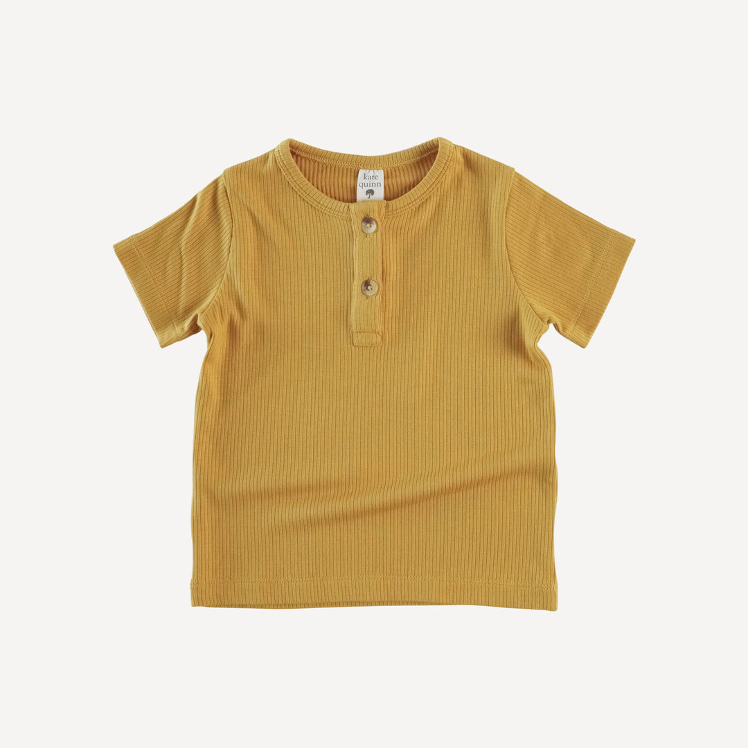 short sleeve basic henley tee | honey mustard | modal skinny rib