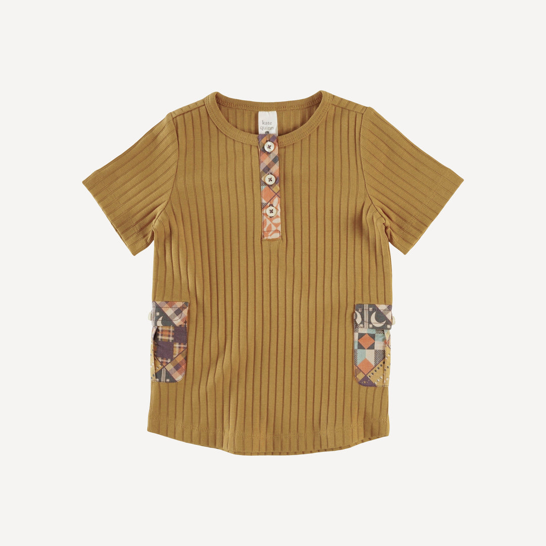 short sleeve cargo pocket tee | honey mustard | classic rib