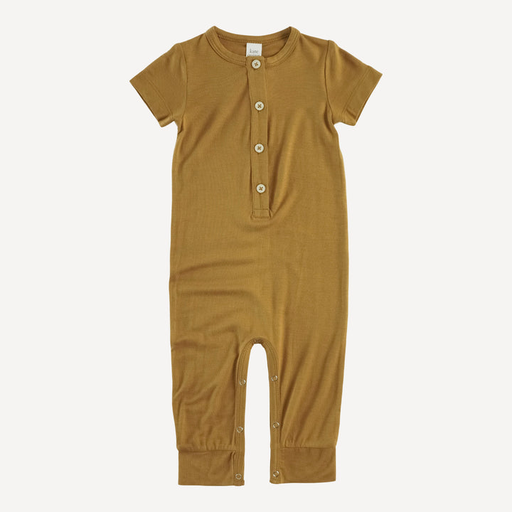 short sleeve union suit | honey mustard | lenzing modal