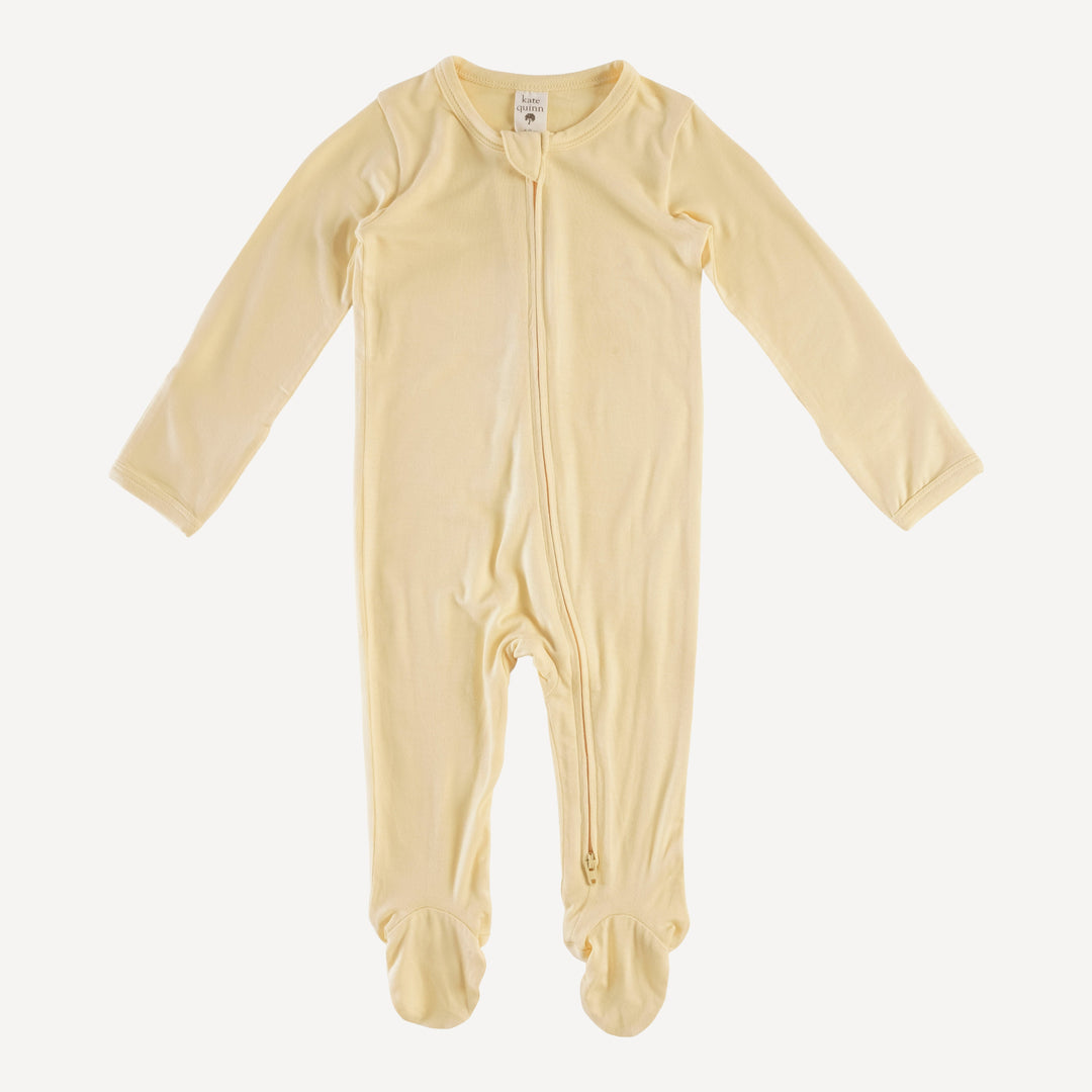 long sleeve zipper footie | honey | bamboo