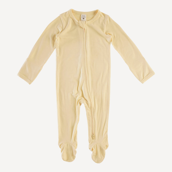 long sleeve zipper footie | honey | bamboo