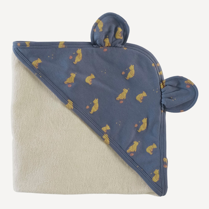 bear ear towel | stone blue pooh | organic cotton terry