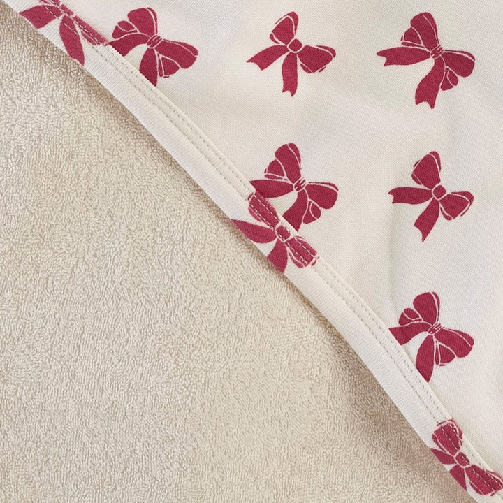 bear ear towel | red bow | organic cotton terry
