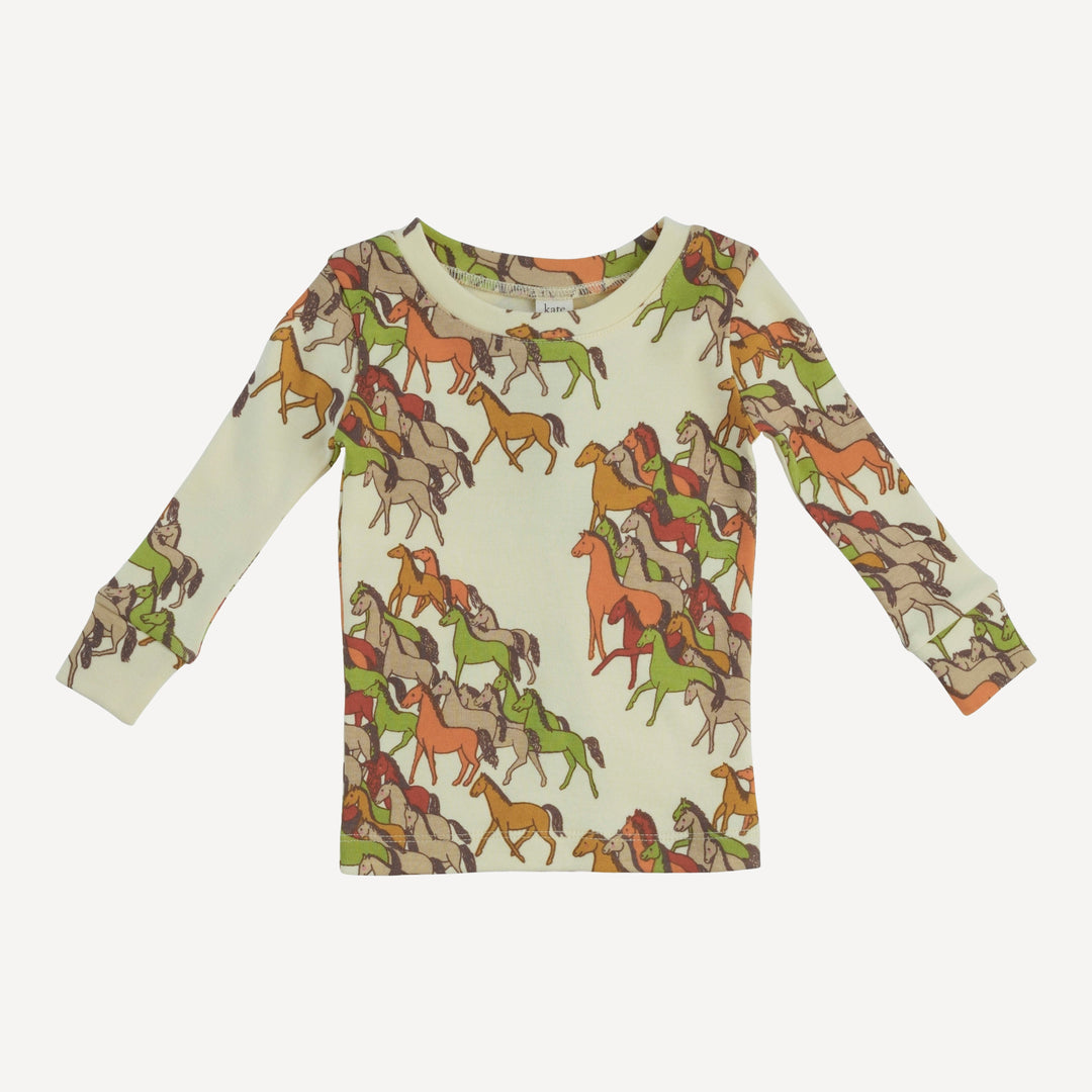 long sleeve crew neck pj set | horse party | organic cotton interlock