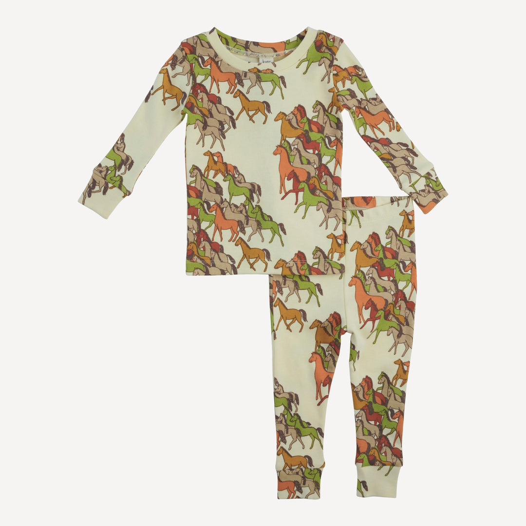 long sleeve crew neck pj set | horse party | organic cotton interlock