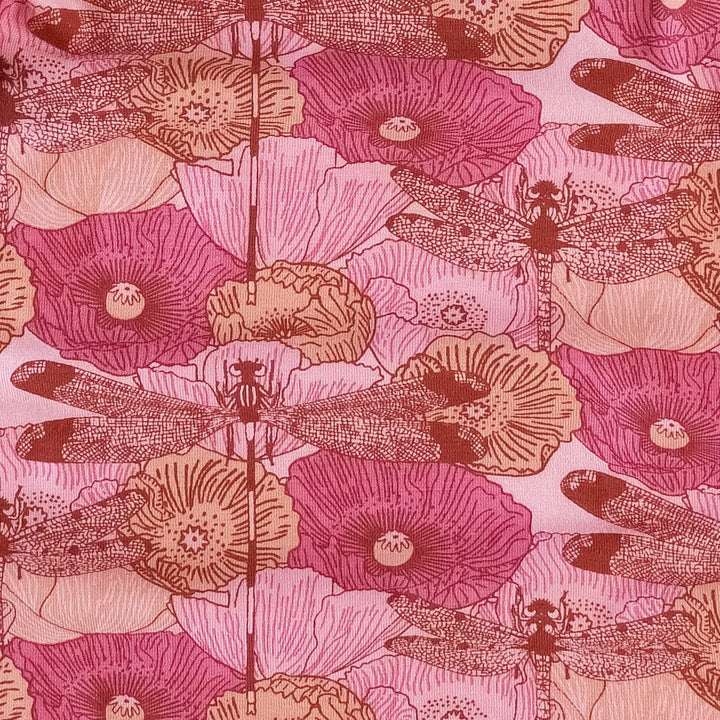 short puff sleeve prairie dress | hot pink dragonfly | bamboo
