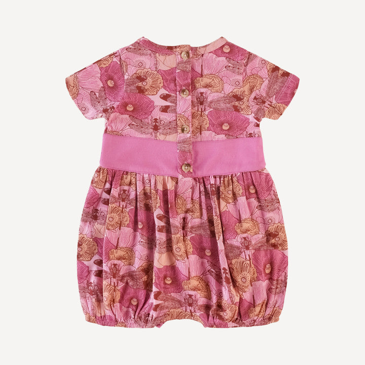 short sleeve button belted bubble | hot pink dragonfly | bamboo