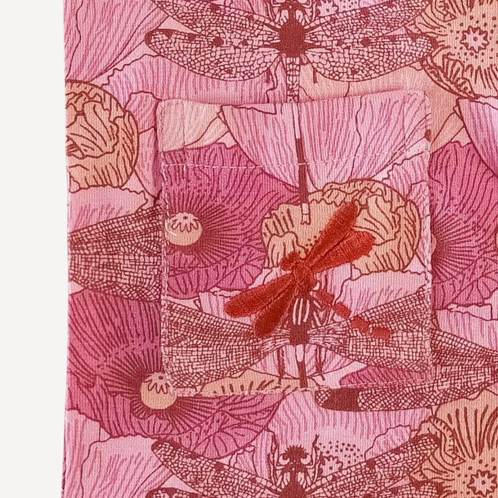short sleeve dragonfly pocket union shortie | hot pink dragonfly | bamboo