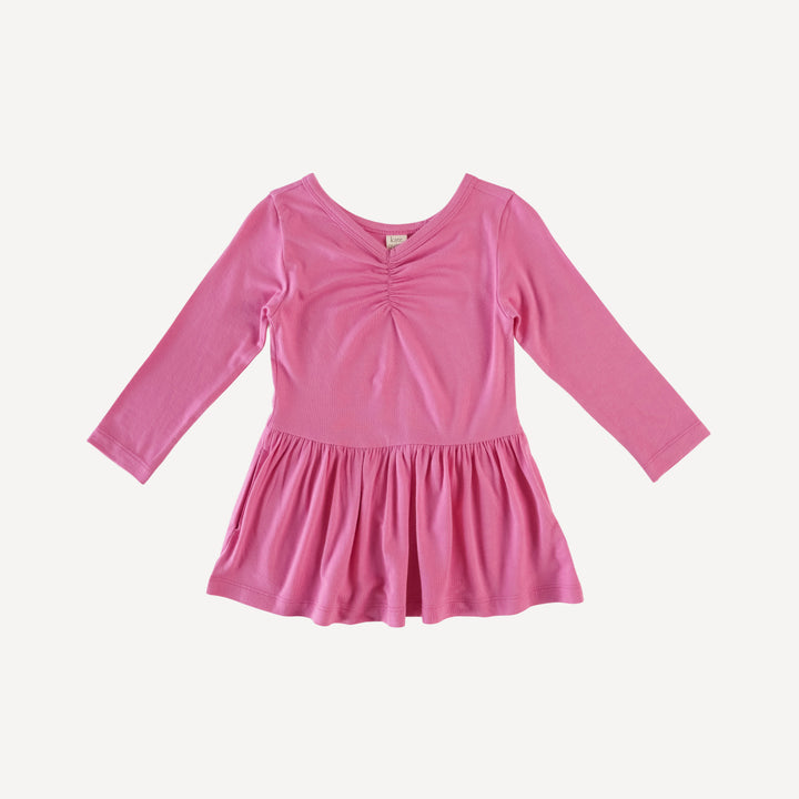 long sleeve pocket twirl top | hot pink | bamboo