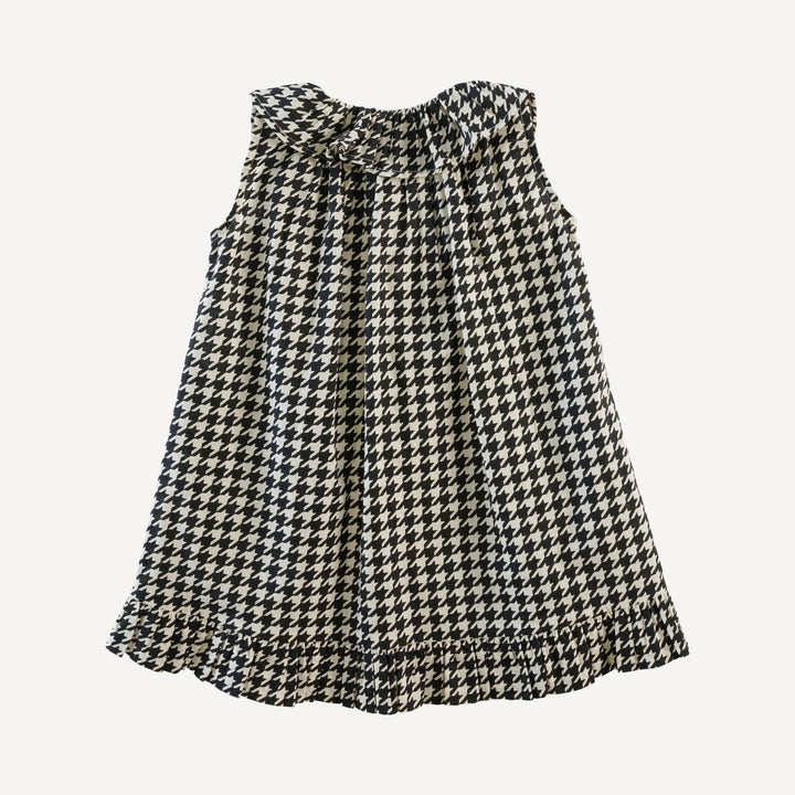 sleeveless ruffle button yoke dress | houndstooth | organic cotton woven