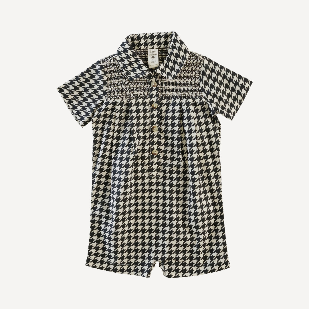 roo smocked shortie | houndstooth | organic cotton woven