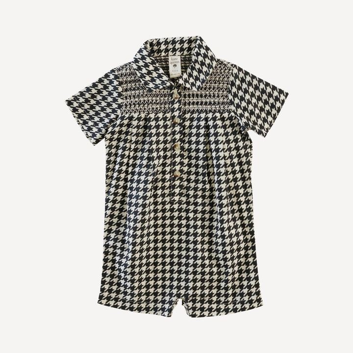 roo smocked shortie | houndstooth | organic cotton woven