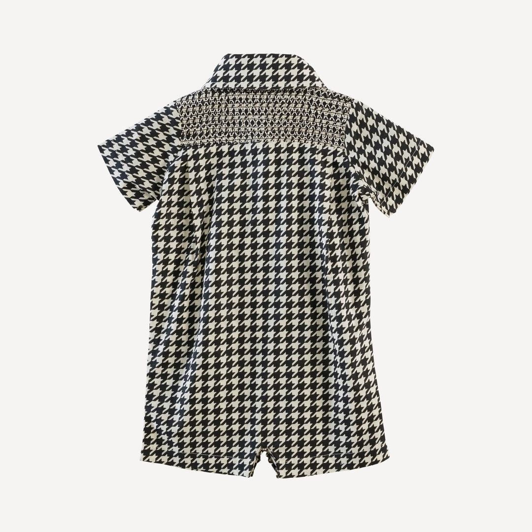 roo smocked shortie | houndstooth | organic cotton woven