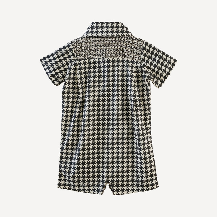 roo smocked shortie | houndstooth | organic cotton woven
