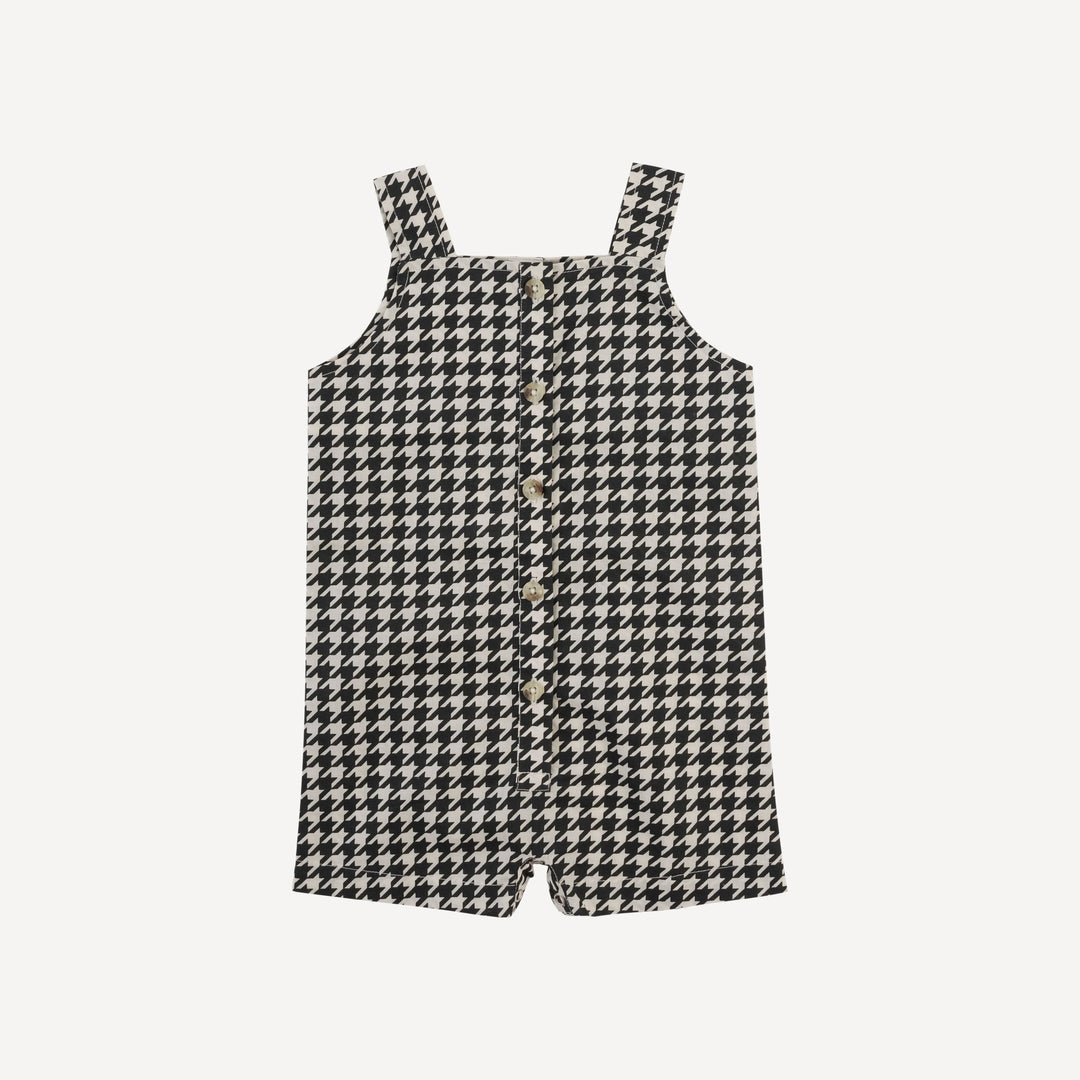 button overall shortie | houndstooth | organic cotton woven