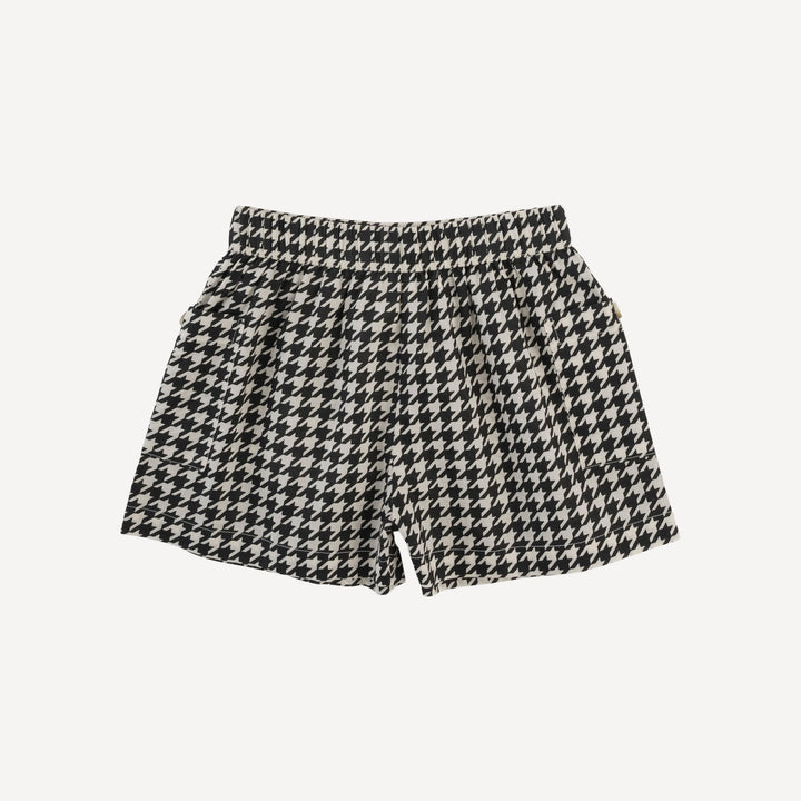 gathered bubble pocket short | houndstooth | organic cotton woven