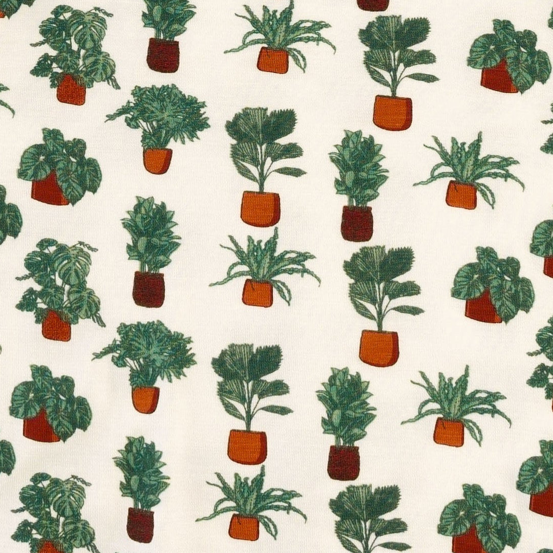 womens skinny button down tee | houseplants | bamboo