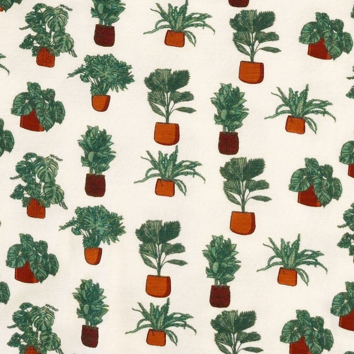 womens skinny button down tee | houseplants | bamboo