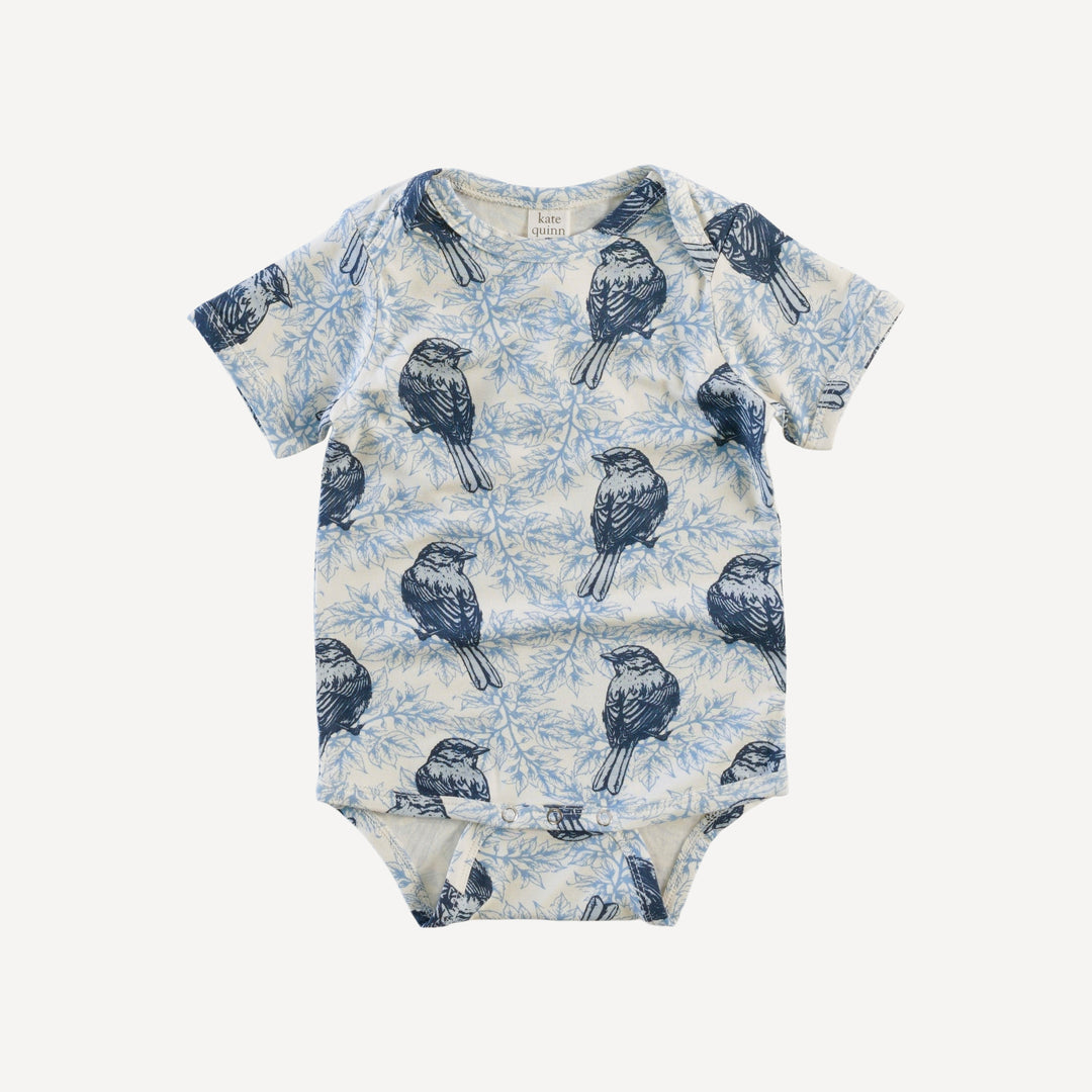 short sleeve lap neck bodysuit | house sparrow | bamboo