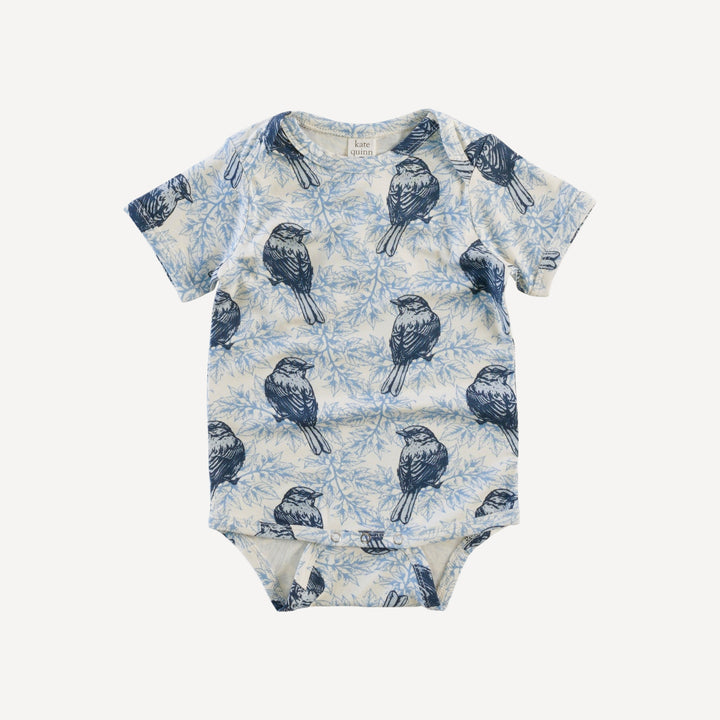 short sleeve lap neck bodysuit | house sparrow | bamboo