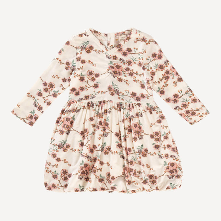 long sleeve ruched pocket bubble dress | huckleberry cherry blossom | lenzing modal
