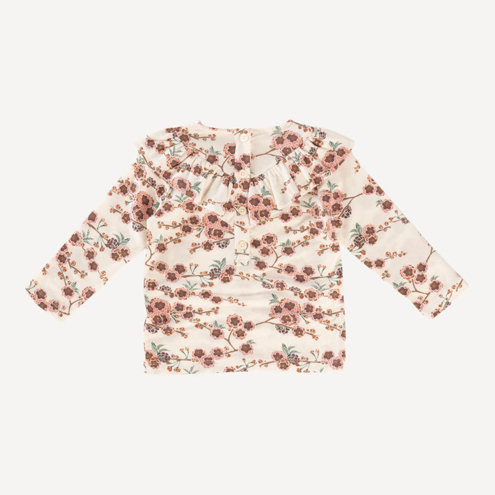 long sleeve v-yoke ruffle top | huckleberry cherry blossom | lenzing modal