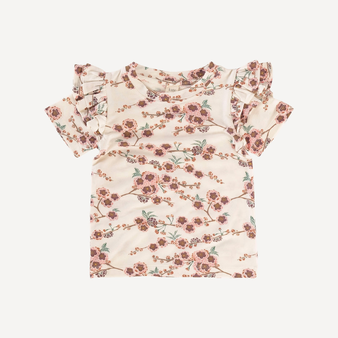 short sleeve double ruffle top | huckleberry cherry blossom | lenzing modal