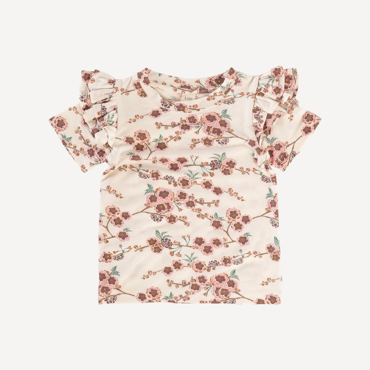 short sleeve double ruffle top | huckleberry cherry blossom | lenzing modal