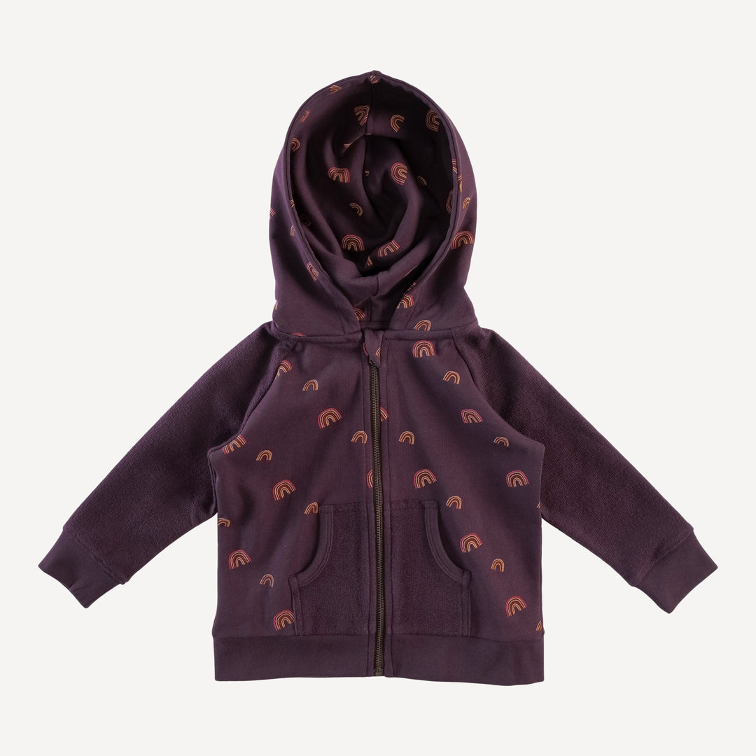 zip front pocket hoodie | huckleberry multi rainbow | loop sweat