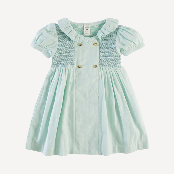 roo smocked dress | ice cap | organic cotton gauze