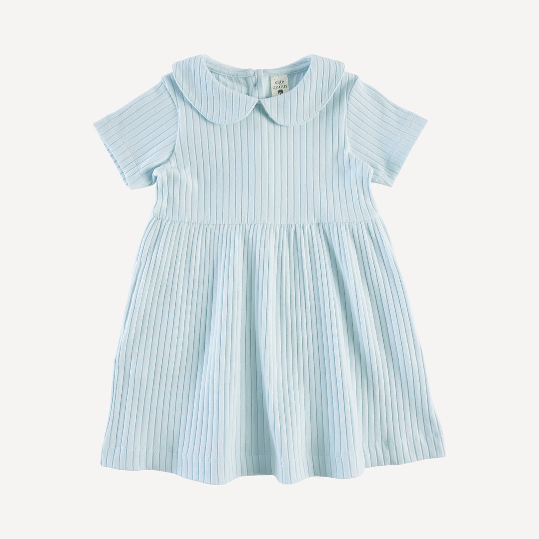 short sleeve peter pan dress | illusion blue | organic cotton wide rib