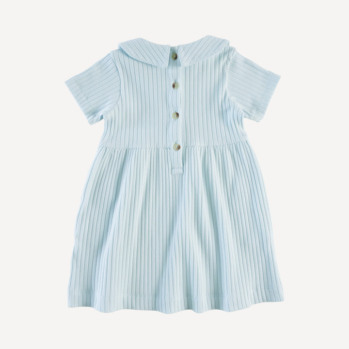 short sleeve peter pan dress | illusion blue | organic cotton wide rib