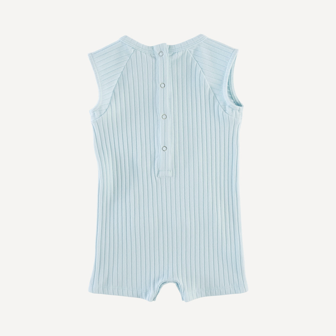 sleeveless kanga shortie | illusion blue | organic cotton wide rib