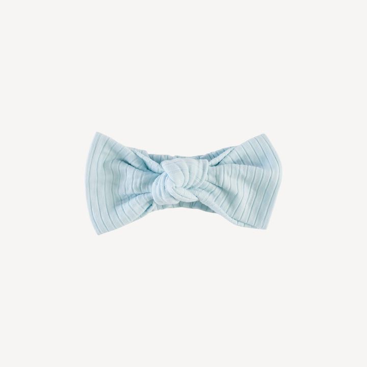 large bow elastic headband | illusion blue | organic cotton wide rib