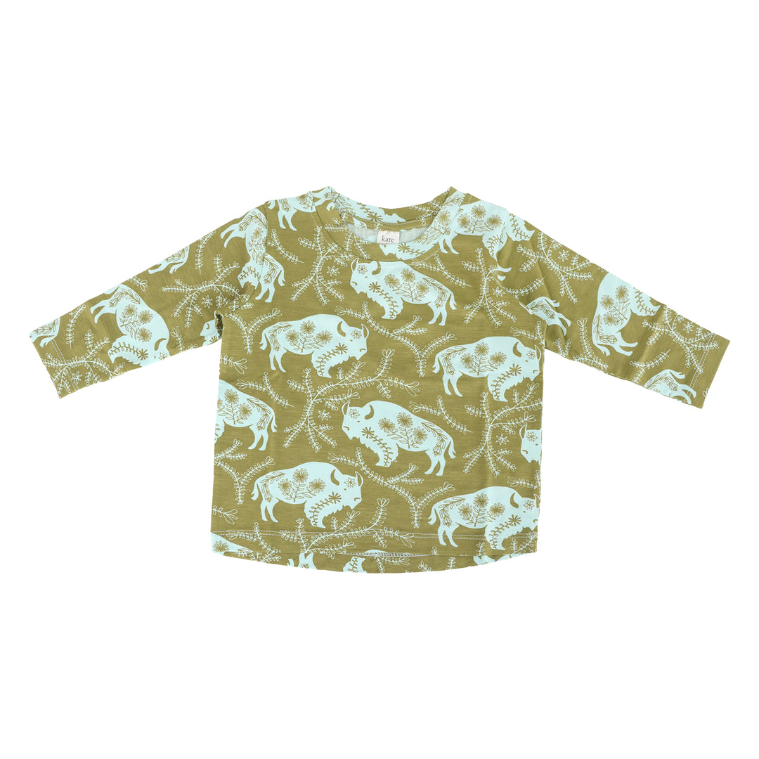 long sleeve essential boxy tee | glacier buffalo vine | bamboo