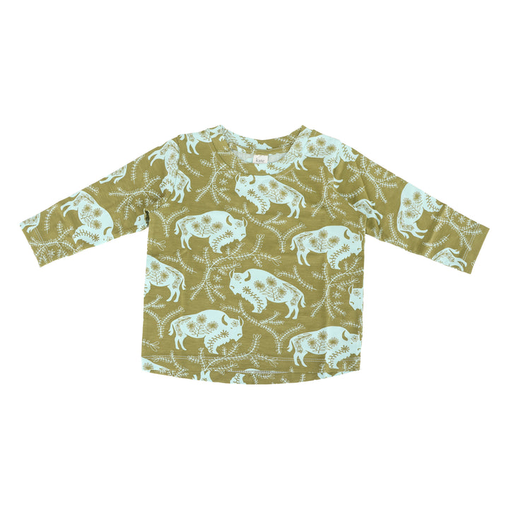long sleeve essential boxy tee | glacier buffalo vine | bamboo