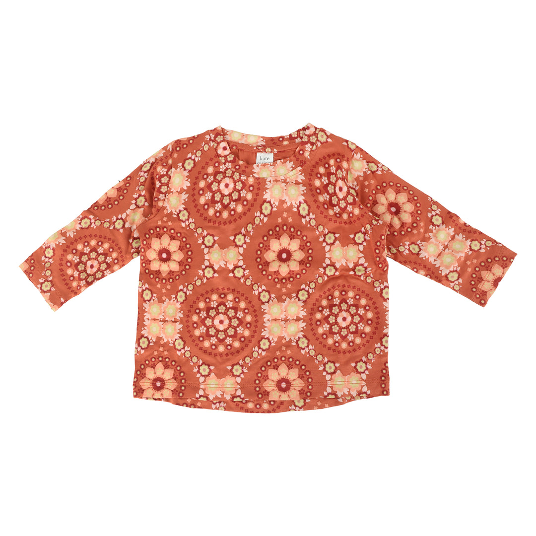 long sleeve essential boxy tee | 70s floral wallpaper | bamboo