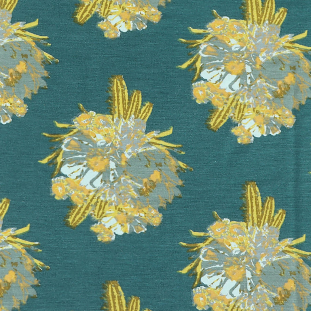 long sleeve lap neck footie | cactus floral | bamboo