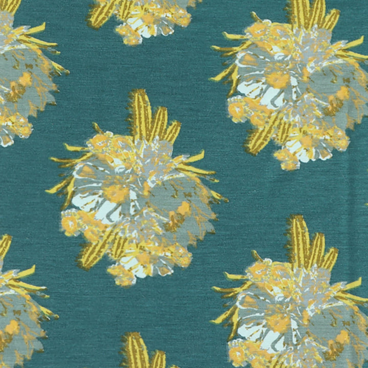 long sleeve lap neck footie | cactus floral | bamboo