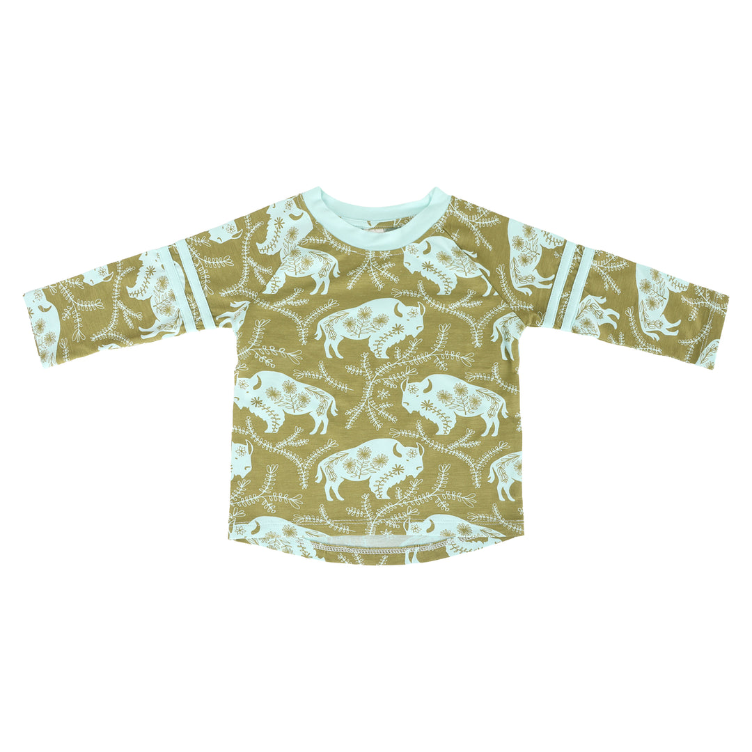 long sleeve football tee | glacier buffalo vine | bamboo
