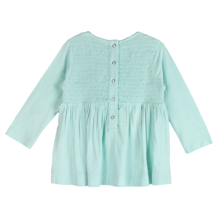 long sleeve square neck smocked top | glacier | bamboo