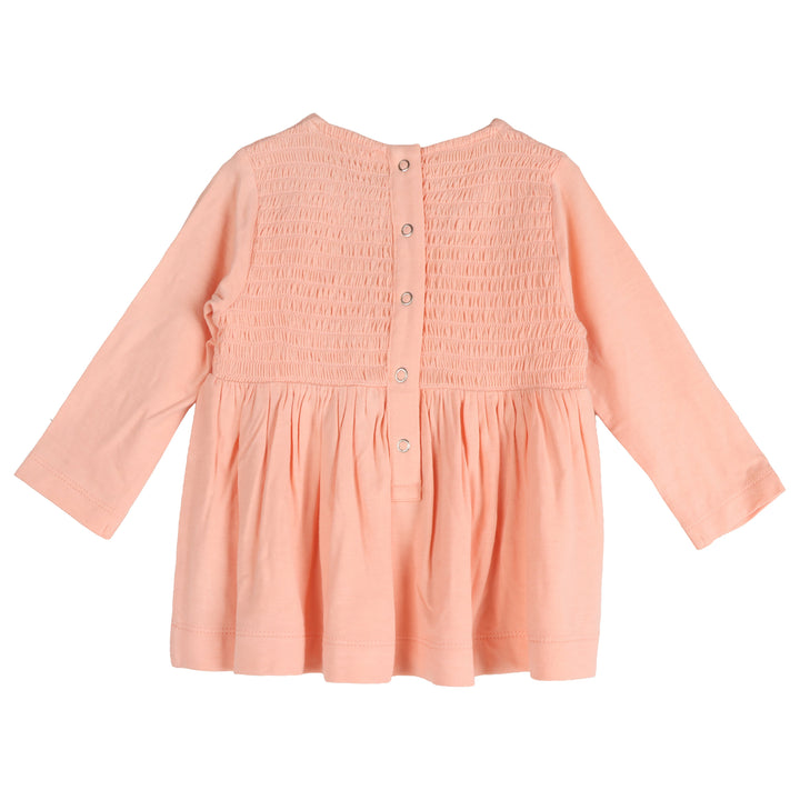 long sleeve square neck smocked top | peach parfait | bamboo