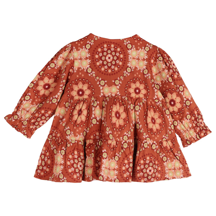 long sleeve henley prairie top | 70s floral wallpaper | bamboo