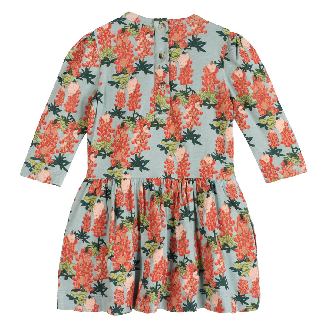 long puff sleeve drop waist dress | fall floral | bamboo