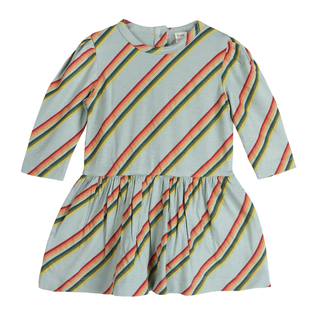 long puff sleeve drop waist dress | 70s ranch stripe | bamboo
