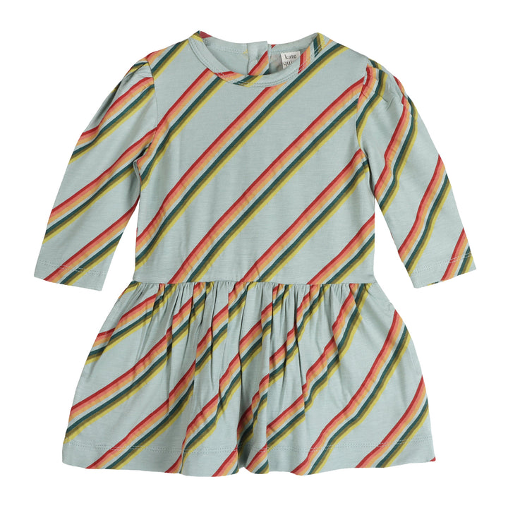 long puff sleeve drop waist dress | 70s ranch stripe | bamboo